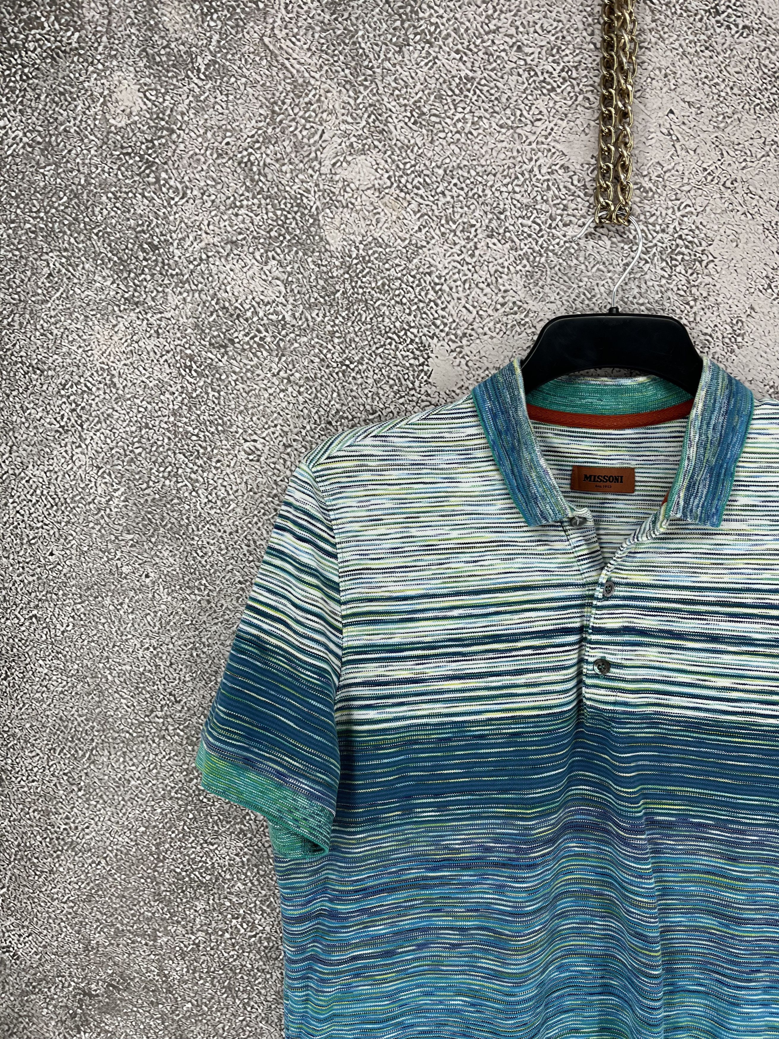 Missoni Rare Missoni Signature Blue Stripe Crewneck Tee Size-M Size US M / EU 48-50 / 2 - 4 Thumbnail