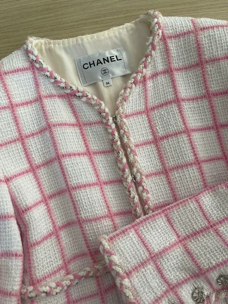 Chanel Chanel 23c pink and white plaid jacket Size XS / US 0-2 / IT 36-38 - 3 Thumbnail
