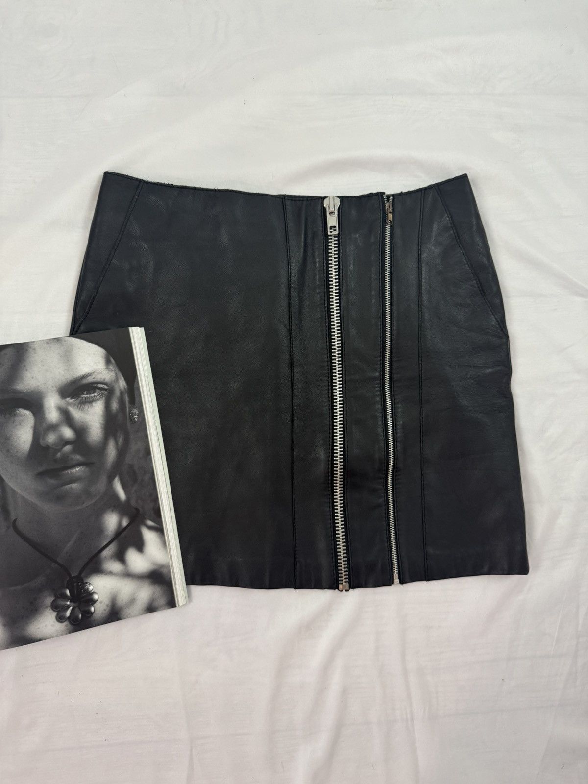 Maje 100% Lamb Leather Mini Skirt with pockets Size 25" / US 0 / IT 36 - 1 Thumbnail