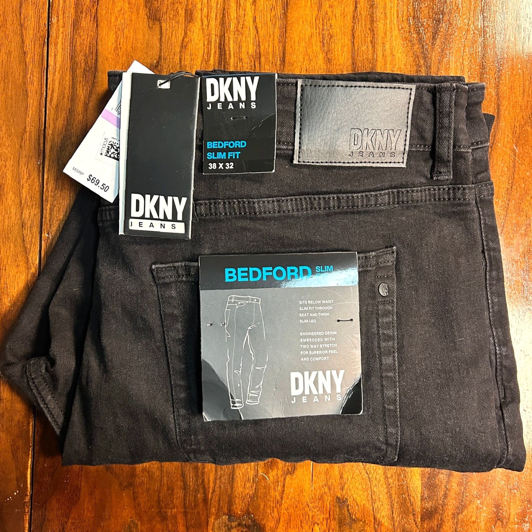 DKNY DKNY Jeans Mens 38x32 Black Bedford Slim Fit Stretch 5 Pocket Denim NWT Size US 38 / EU 54 - 4 Thumbnail