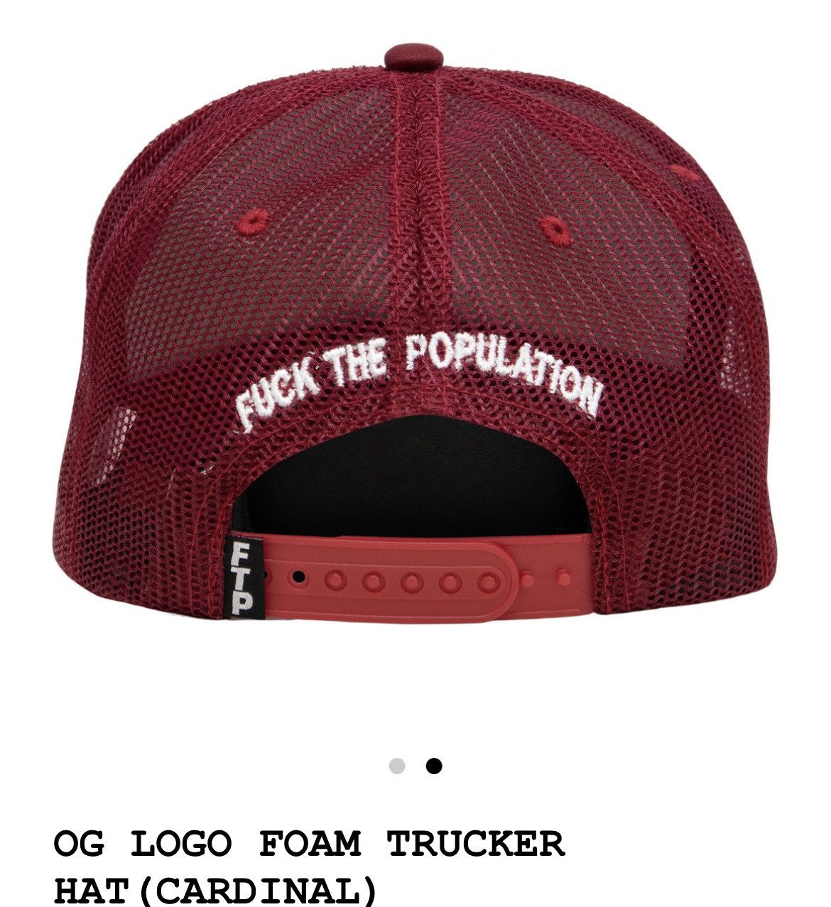 Fuck The Population FTP OG LOGO FOAM TRUCKER HAT CARDINAL RED Size ONE SIZE - 2 Thumbnail