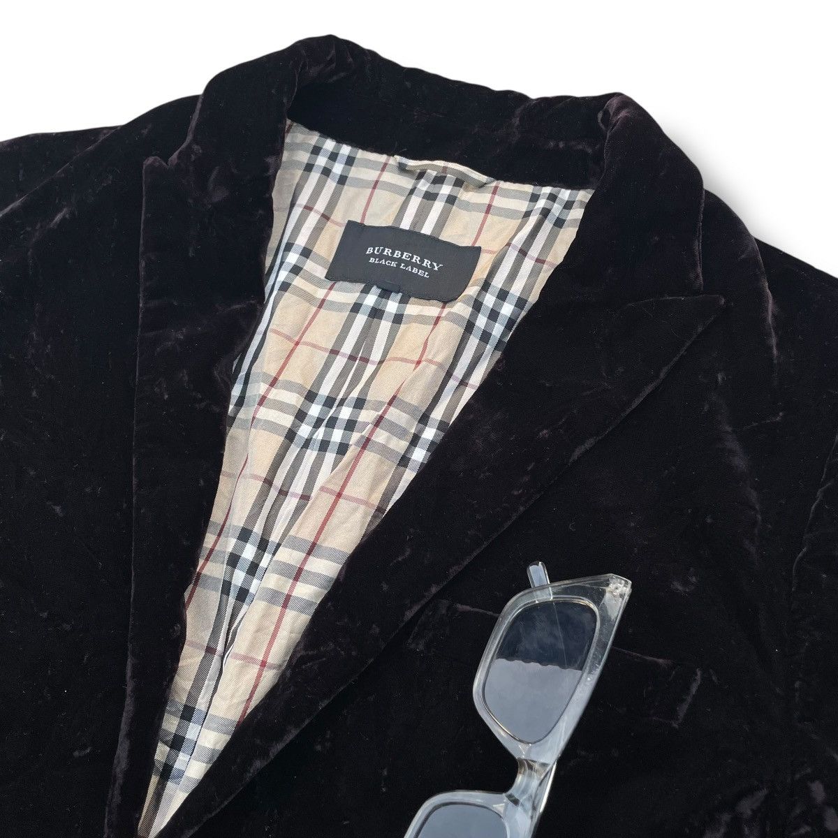Burberry BURBERRY LINED NOVA CHECK VELVET BLAZER COAT JACKET Size US M / EU 48-50 / 2 - 6 Thumbnail