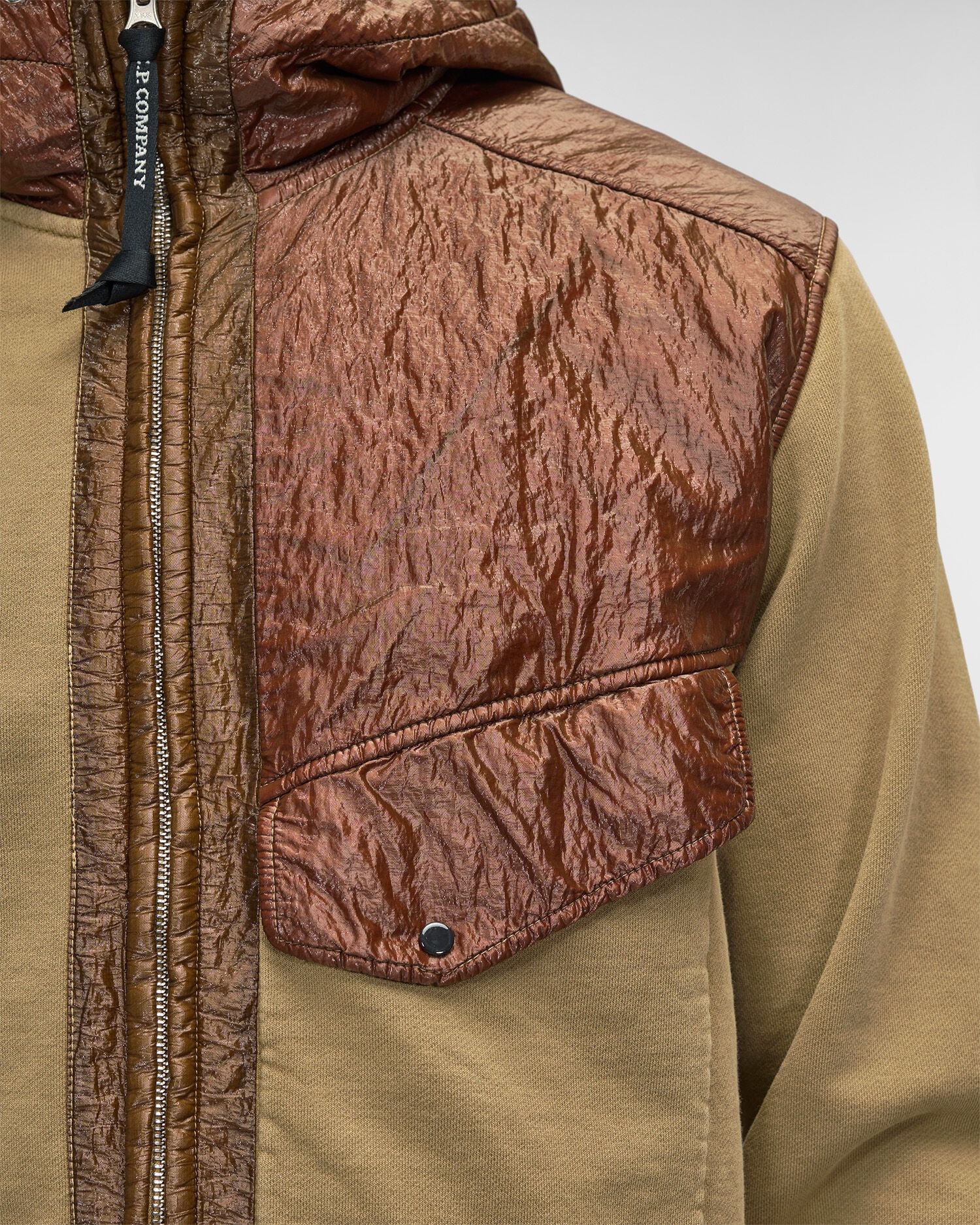 C.P. Company o1y1224 Two-tone Hoodie in Khaki/Brown Size US M / EU 48-50 / 2 - 4 Thumbnail