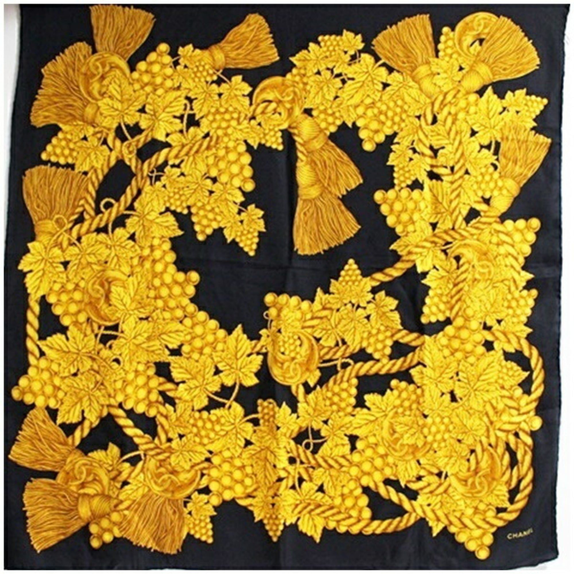 Chanel Chanel large scarf/muffler in black and yellow for women Size ONE SIZE - 1 Thumbnail