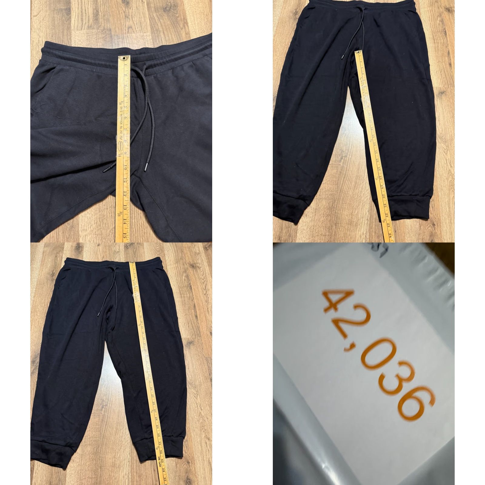 Vintage Danskin Women's Pants XL Black Sweatpants Drawstring Regular Inseam 27 in Tapered Front Flat Front Casual Travel Fall Spring Summer Comfort Size 40" / US 18 - 8 Thumbnail