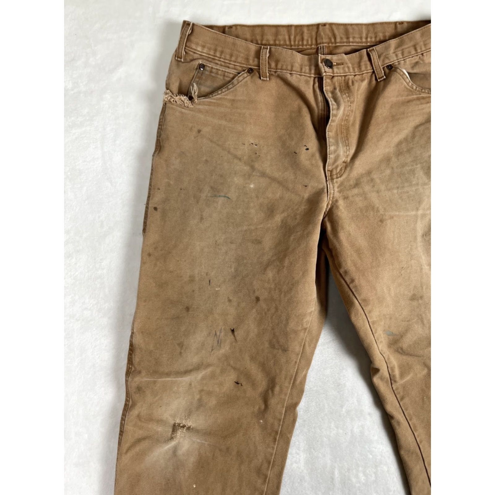 Dickies Dickies Carpenter Pants Workwear Canvas Brown 34x32 Regular Men Pants Grunge 90s Stained Pockets USA Size US 34 / EU 50 - 3 Thumbnail