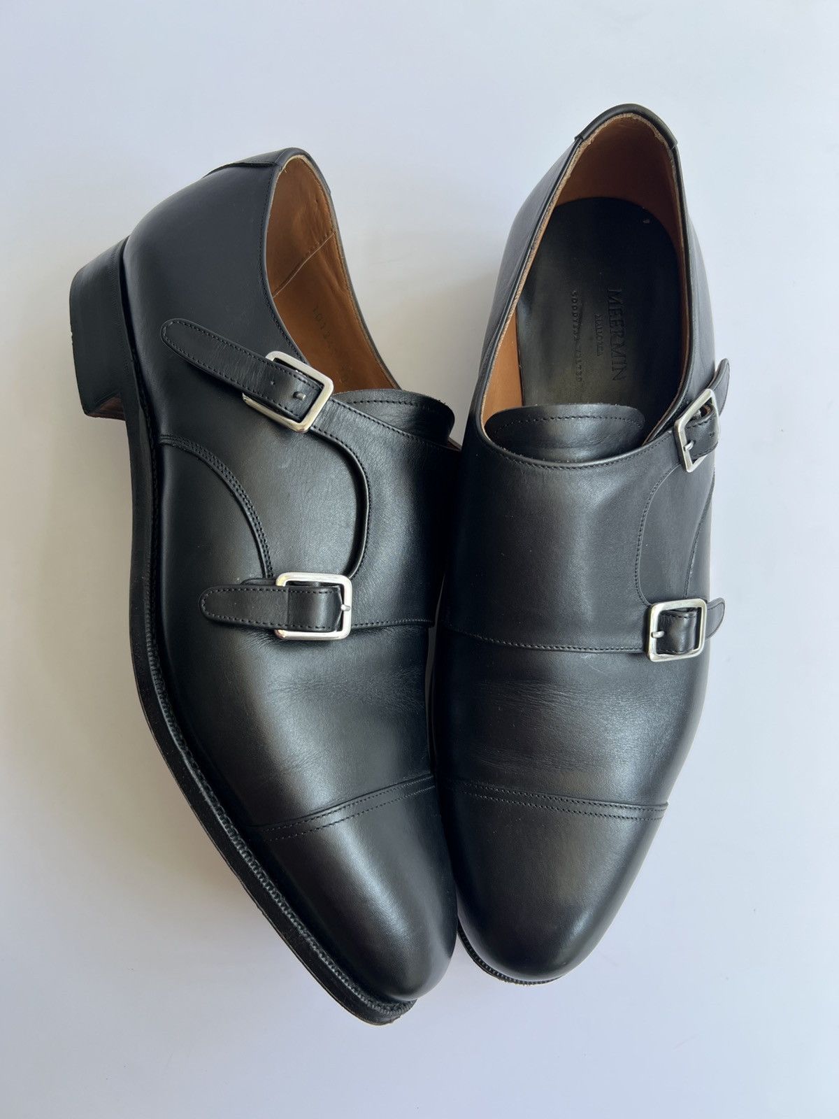 Meermin Meermin - 101341 Black Calf E - Double Monk Dress Shoes Size US 11.5 / EU 44-45 - 1 Thumbnail