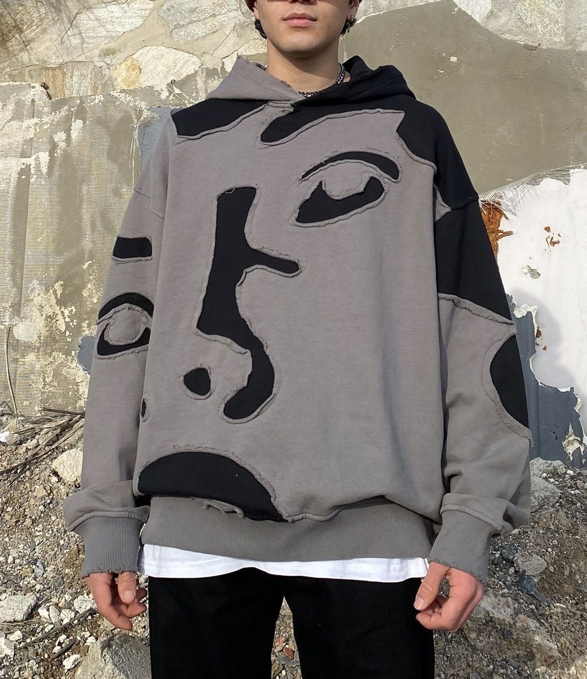 Jaded London Jaded hoodie Applique face distressed oversized sweatshirt Grailed