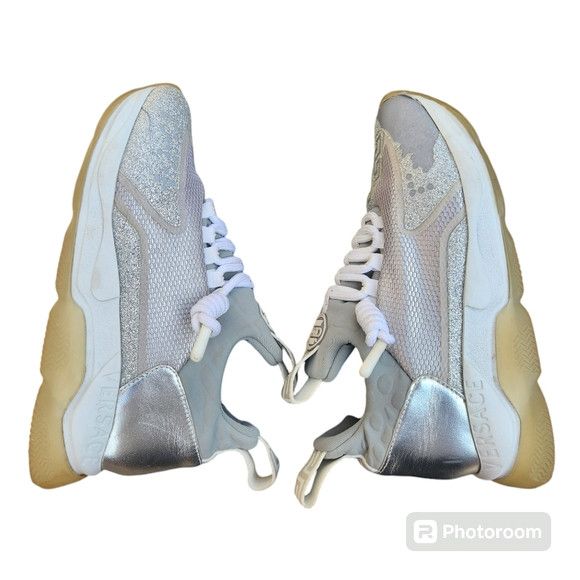 Versace Versace Silver Spackle Chain Reaction sneakers size 37.5 Size US 7.5 / IT 37.5 - 2 Thumbnail