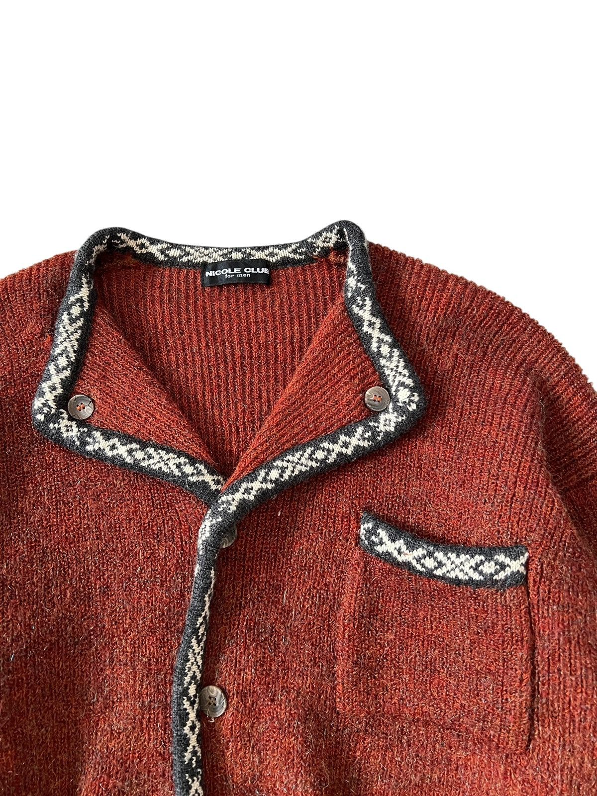 Nicole Club 1990s Nicole Club For Men Aztec Cropped Knit Sweater Size US M / EU 48-50 / 2 - 4 Thumbnail