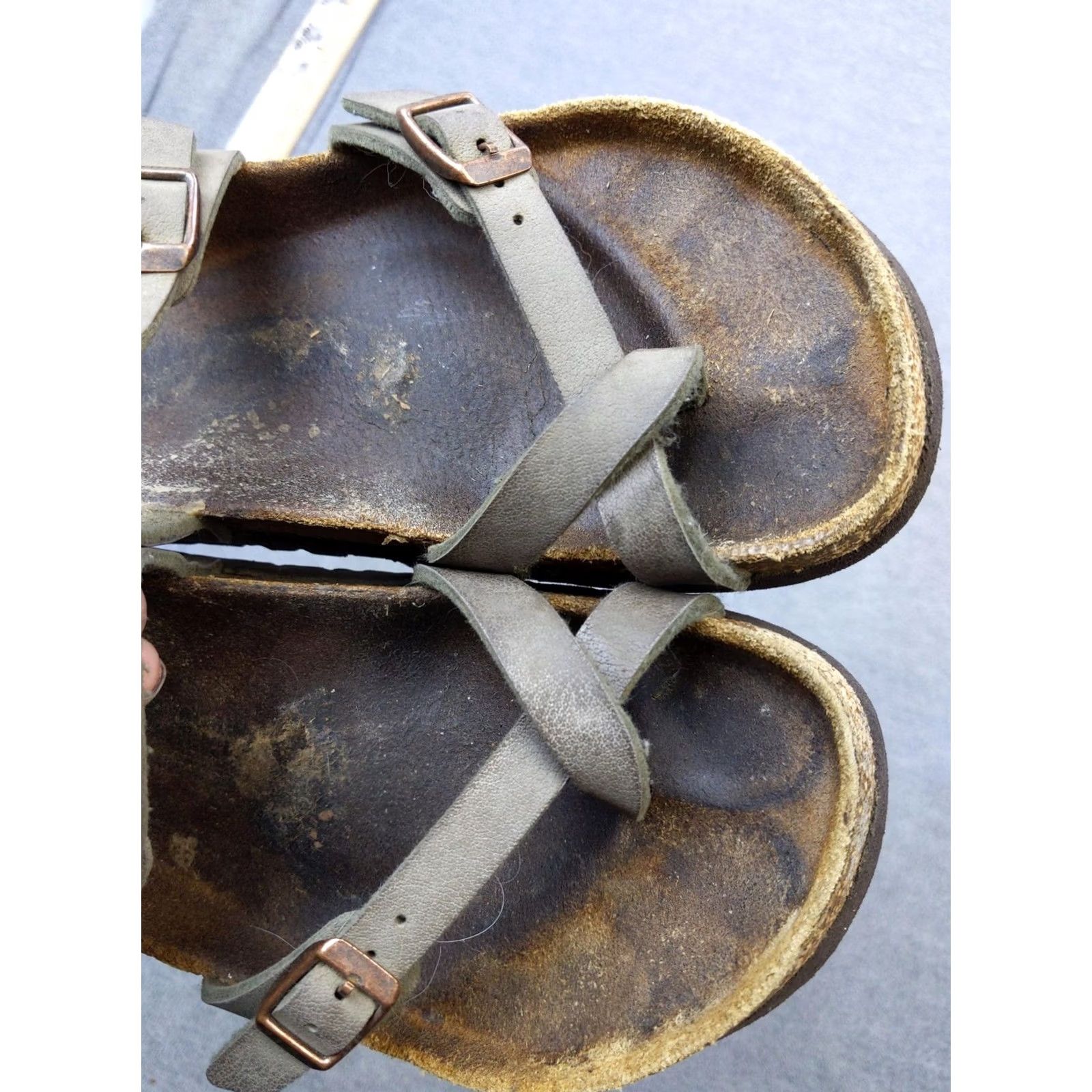 Birkenstock Birkenstock Mayari Sandals Womens EU 39 Taupe Gray Strappy Toe-Loop Cork Footbed Buckle Sandal Size US 8 / IT 38 - 6 Thumbnail