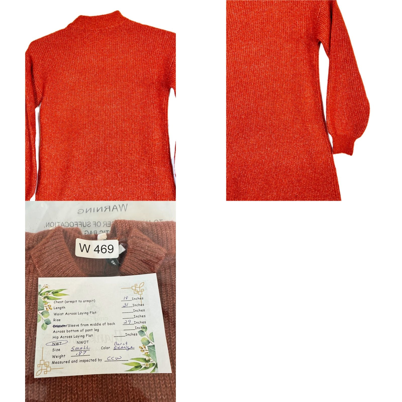 Vintage Cupcakes & Cashmere Women's Sweater Burnt Orange Knit Mock-Neck S Pullover Casual Womens Size S / US 4 / IT 40 - 9 Thumbnail