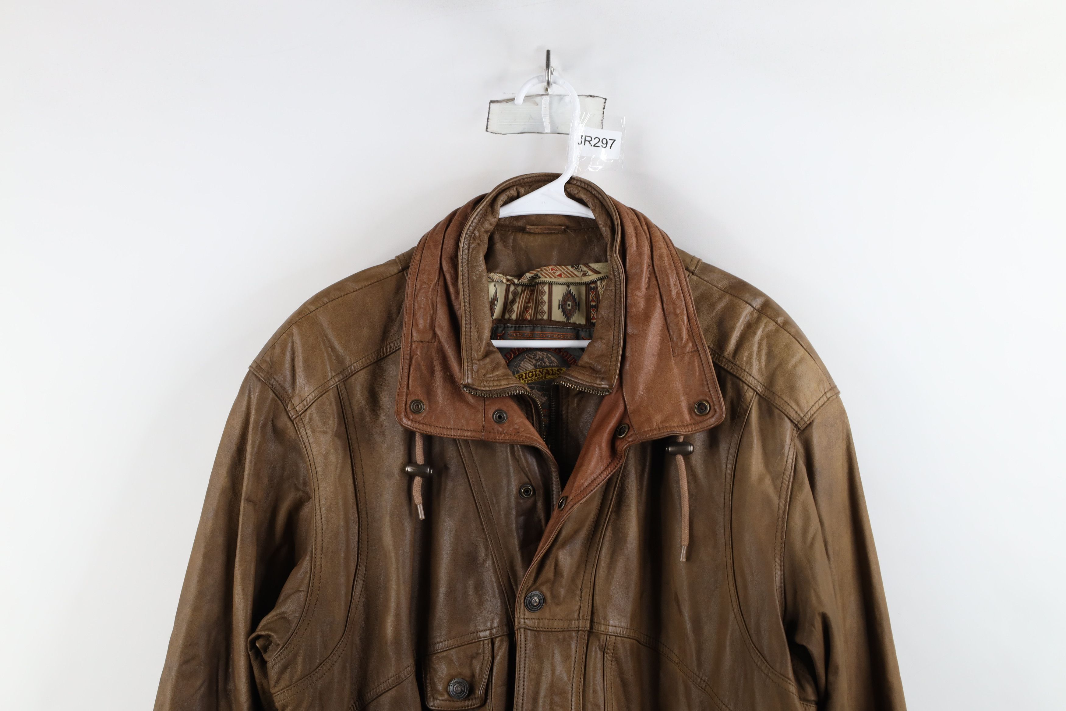 Vintage Vintage 90s Streetwear Leather Flight Bomber Jacket Brown Size US L / EU 52-54 / 3 - 2 Thumbnail