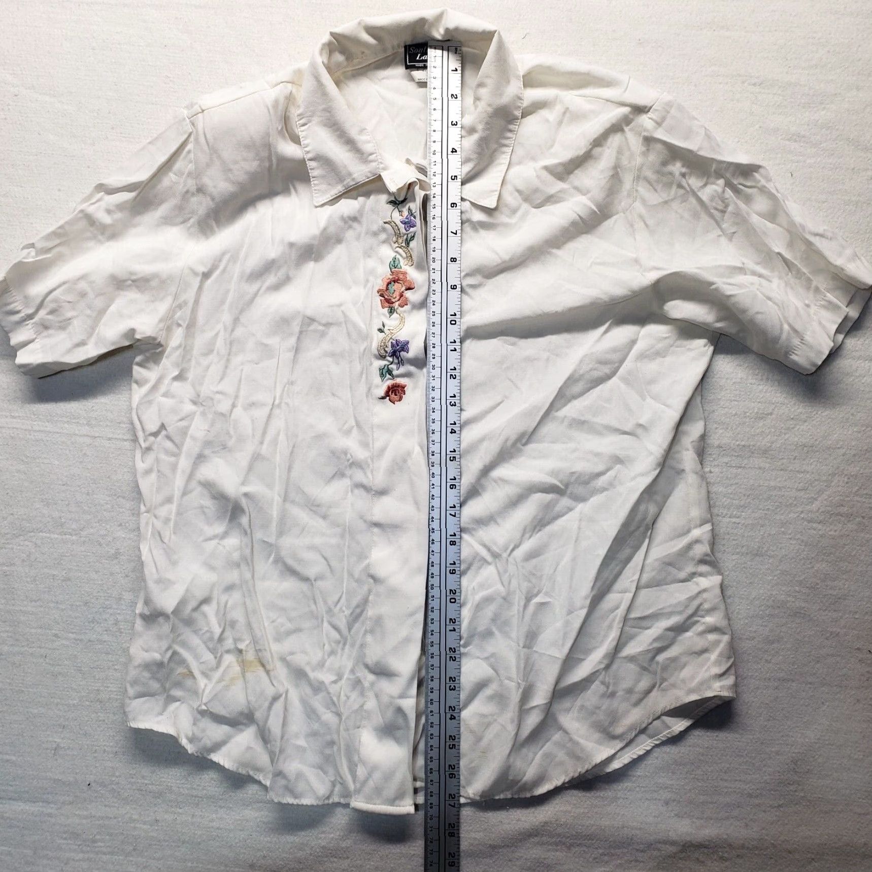 Vintage SOUTHERN LADY Shirt Blouse Button-Up Collared Floral White 18 Womens Size XXL / US 16-18 / IT 52-54 - 7 Thumbnail