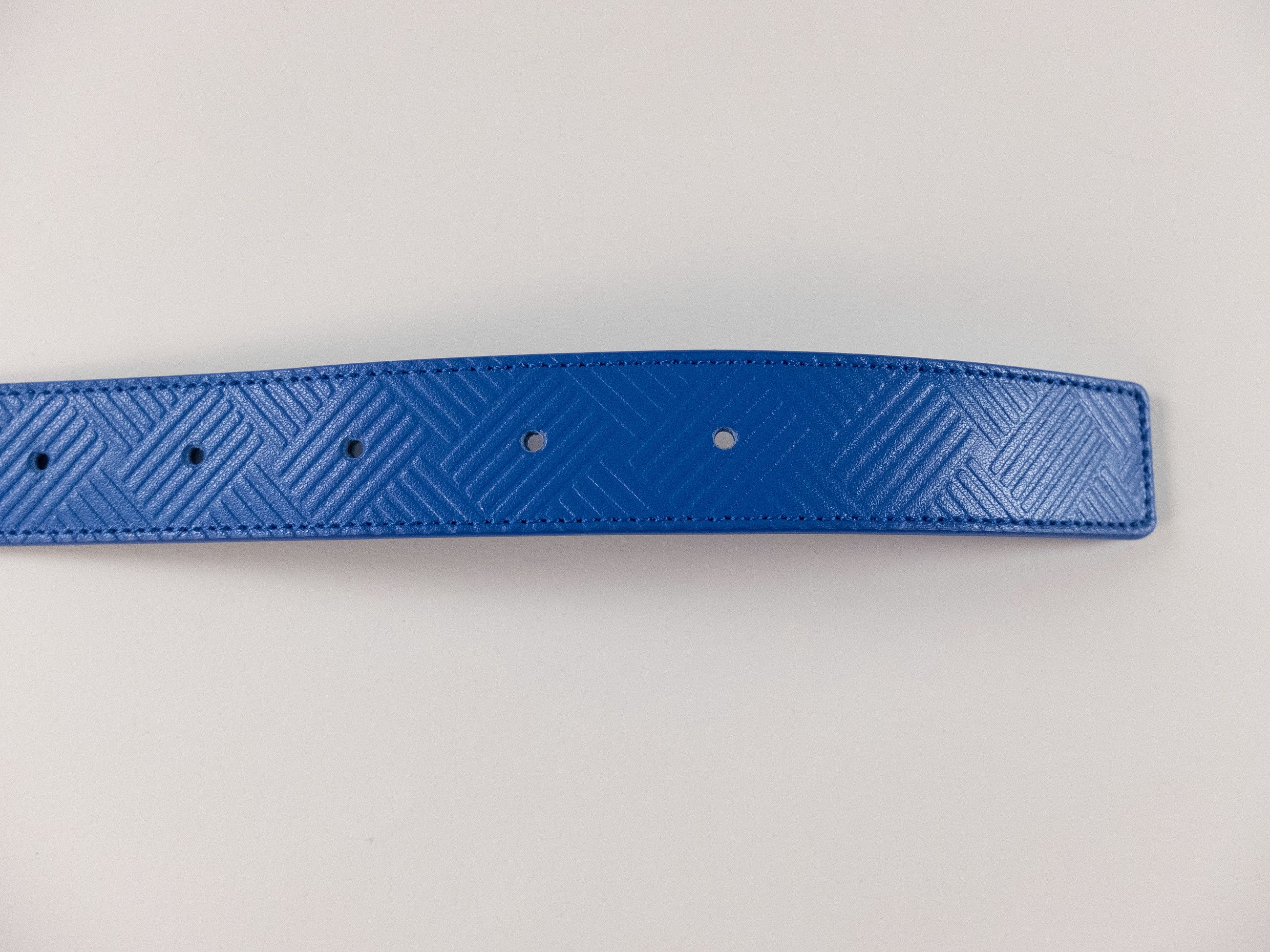 Bottega Veneta BOTTEGA VENETA blue intrecciato embossed leather belt 90 Size 34 - 5 Thumbnail