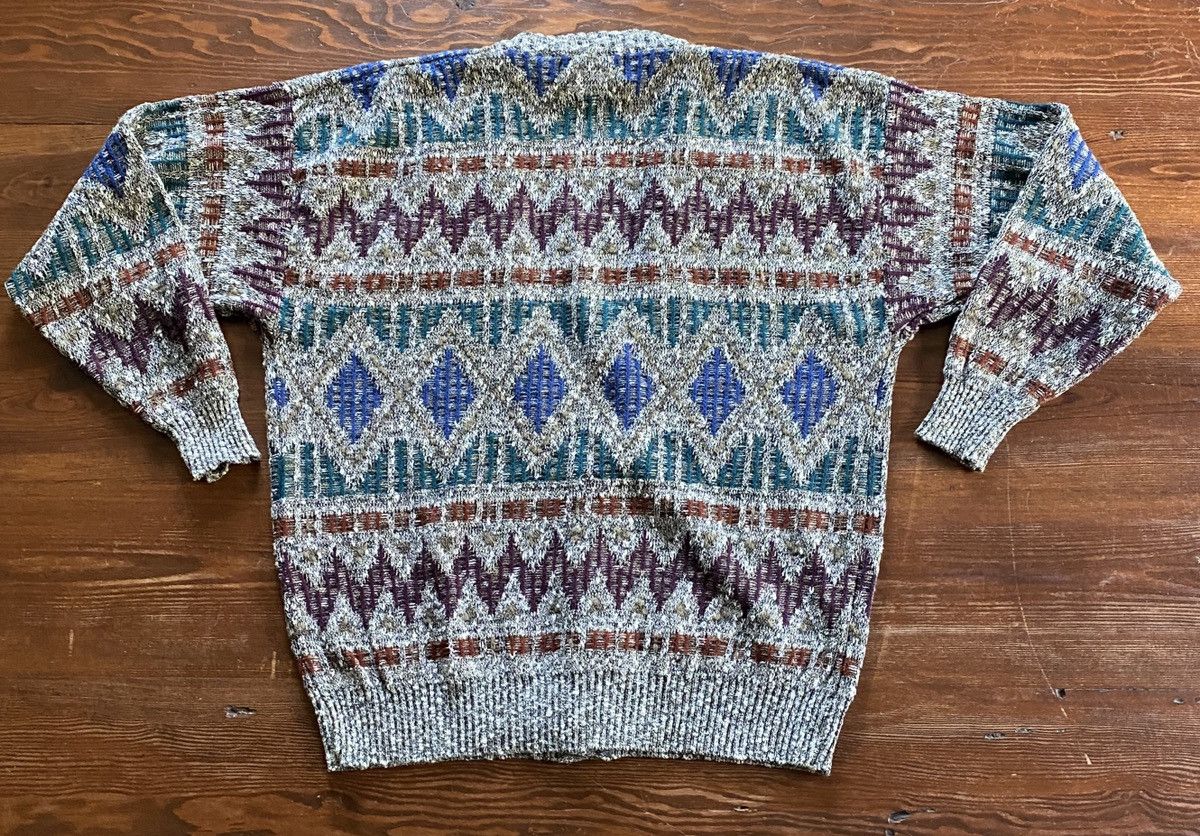 Vintage Vintage 80’s Michael Gerald Multi Pattern Cardigan Sweater Size US L / EU 52-54 / 3 - 12 Thumbnail