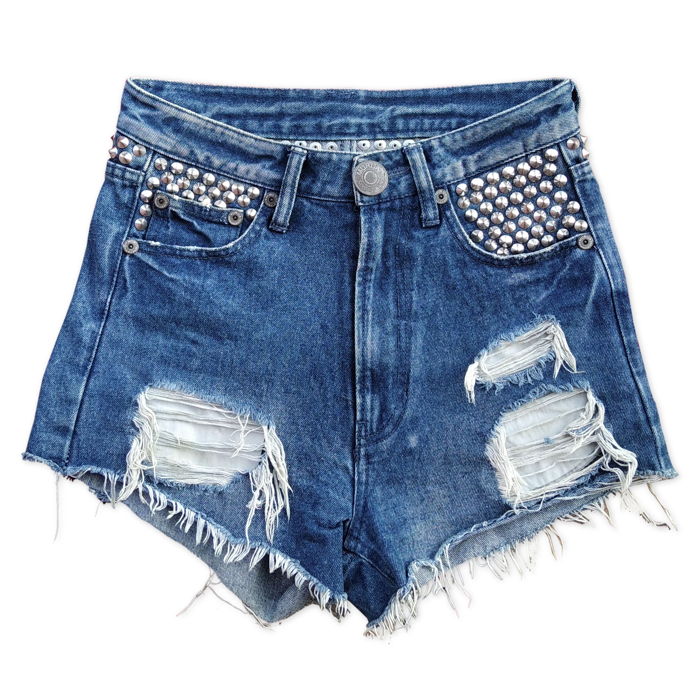 Hysteric Glamour Vintage Y2K MURUA Punk Spike Studded Ripped Hot Pants Size 27" / US 4 / IT 40 - 1 Thumbnail