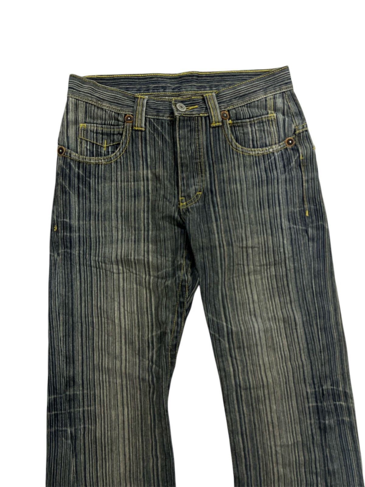 Hysteric Glamour FLARED🔥IKCA STRIPE DISTRESSED DENIM PANT Size US 29 - 3 Thumbnail