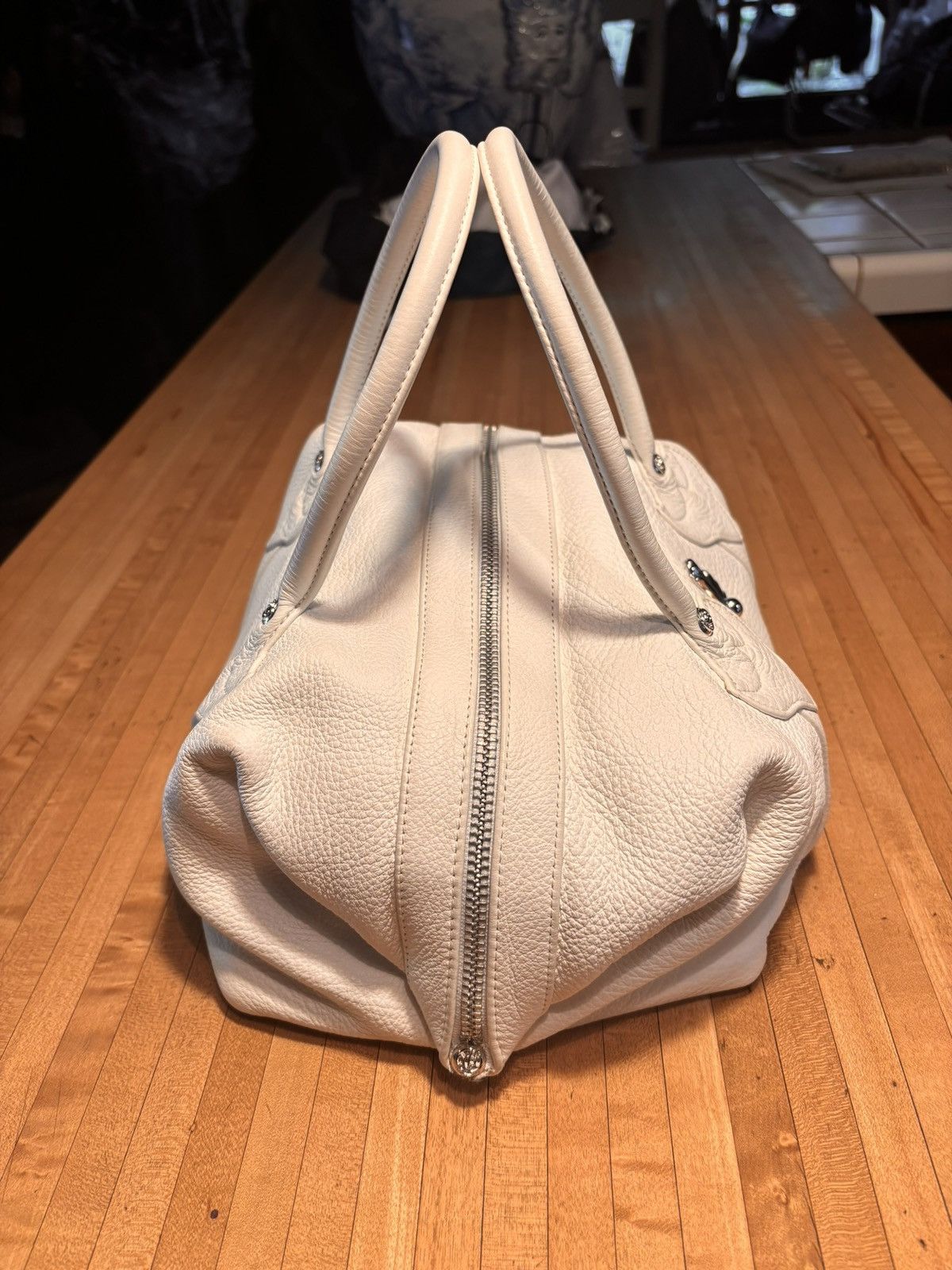 Chrome Hearts Chrome Hearts White Leather Monica Bag With Silver Cross Size ONE SIZE - 4 Thumbnail