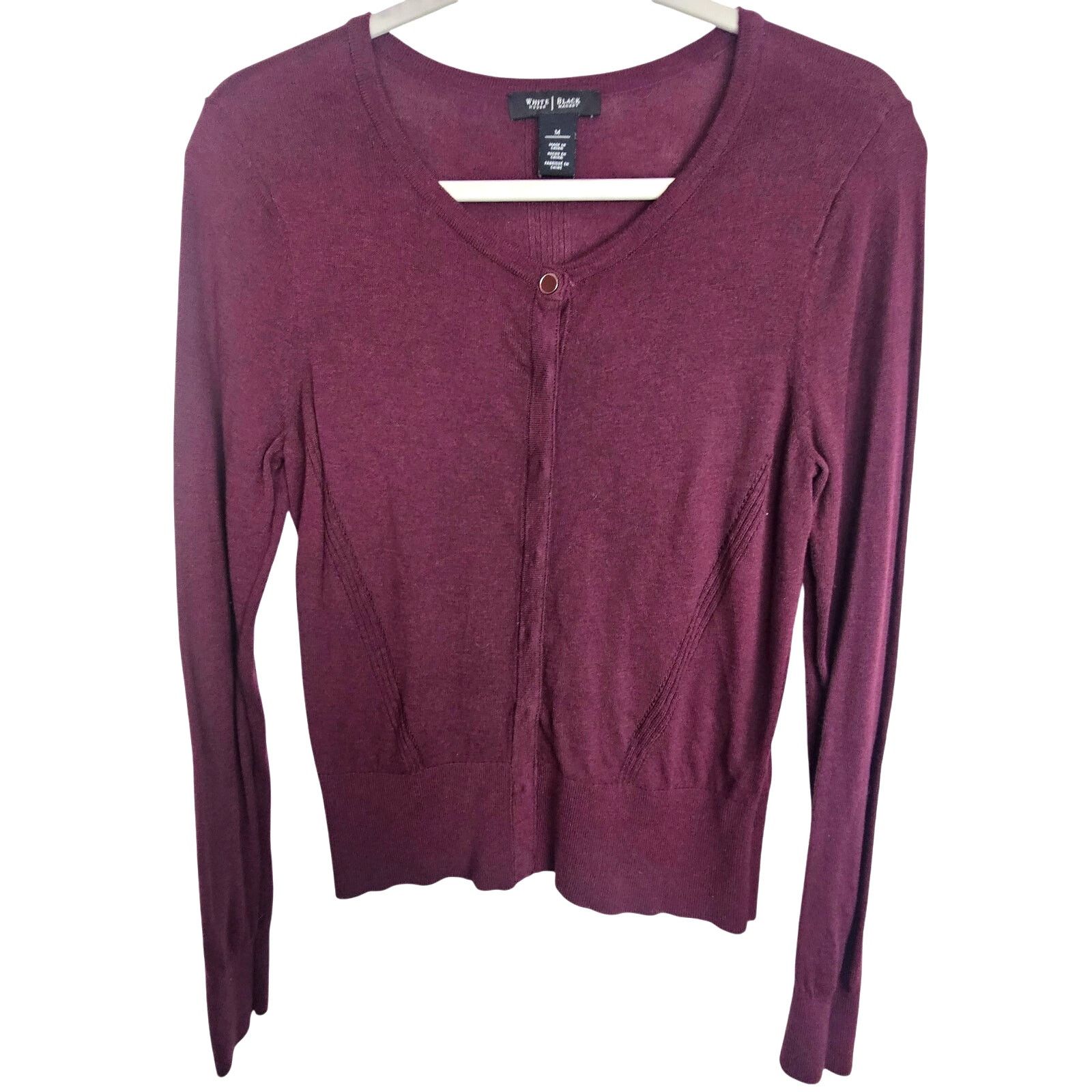White House Black Market White House Black Market Womens Cashmere Burgundy Cardigan M Size L / US 10 / IT 46 - 1 Thumbnail