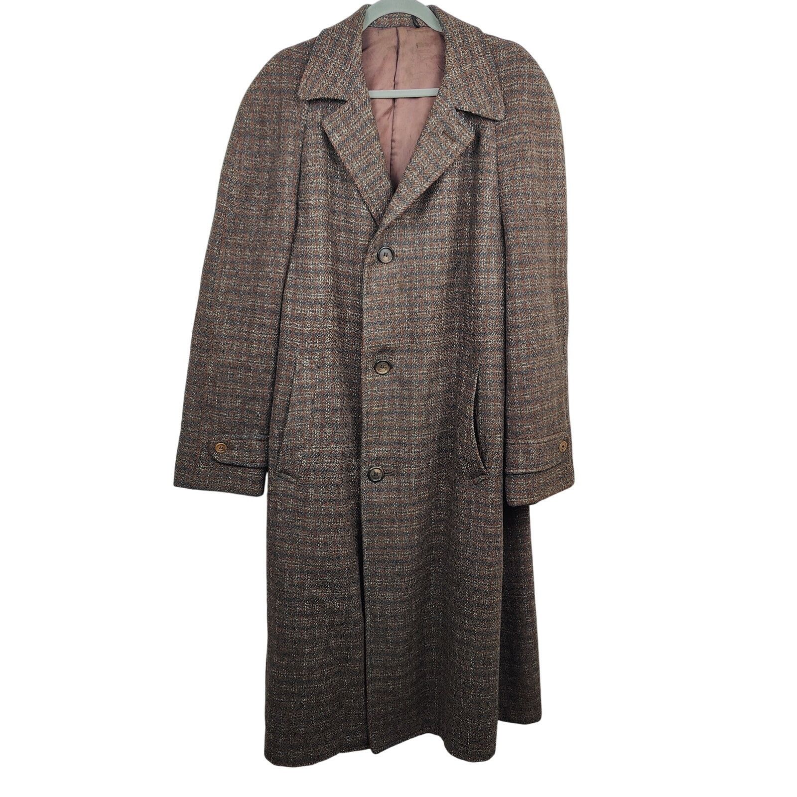 Harris Tweed × Roberto Cavalli Vintage 50s Harris Tweed Overcoat Mens Large Trotters Trench Size US L / EU 52-54 / 3 - 1 Thumbnail