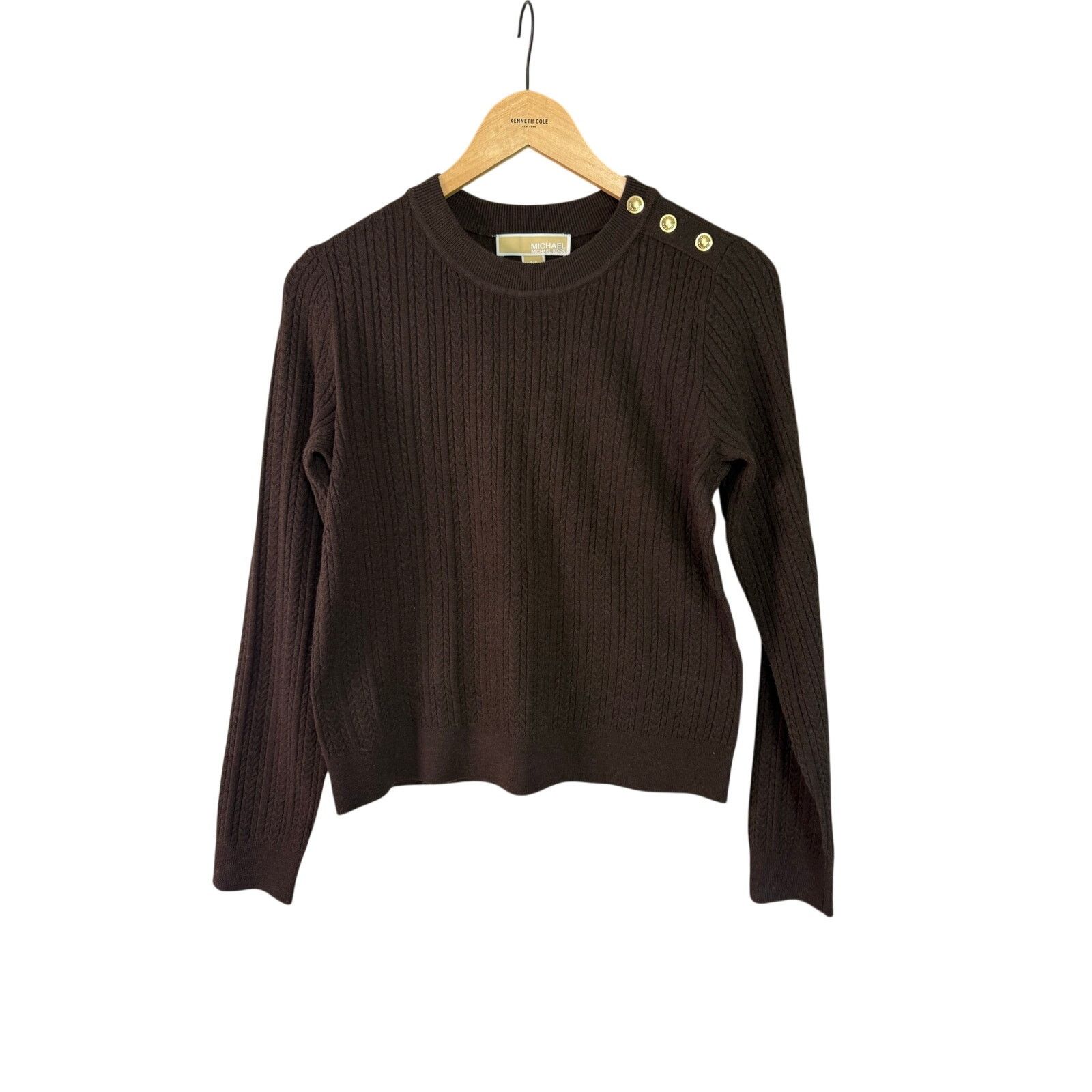 Michael Kors Michael Kors Brown Cable-Knit Pullover Sweater Size S / US 4 / IT 40 - 2 Thumbnail