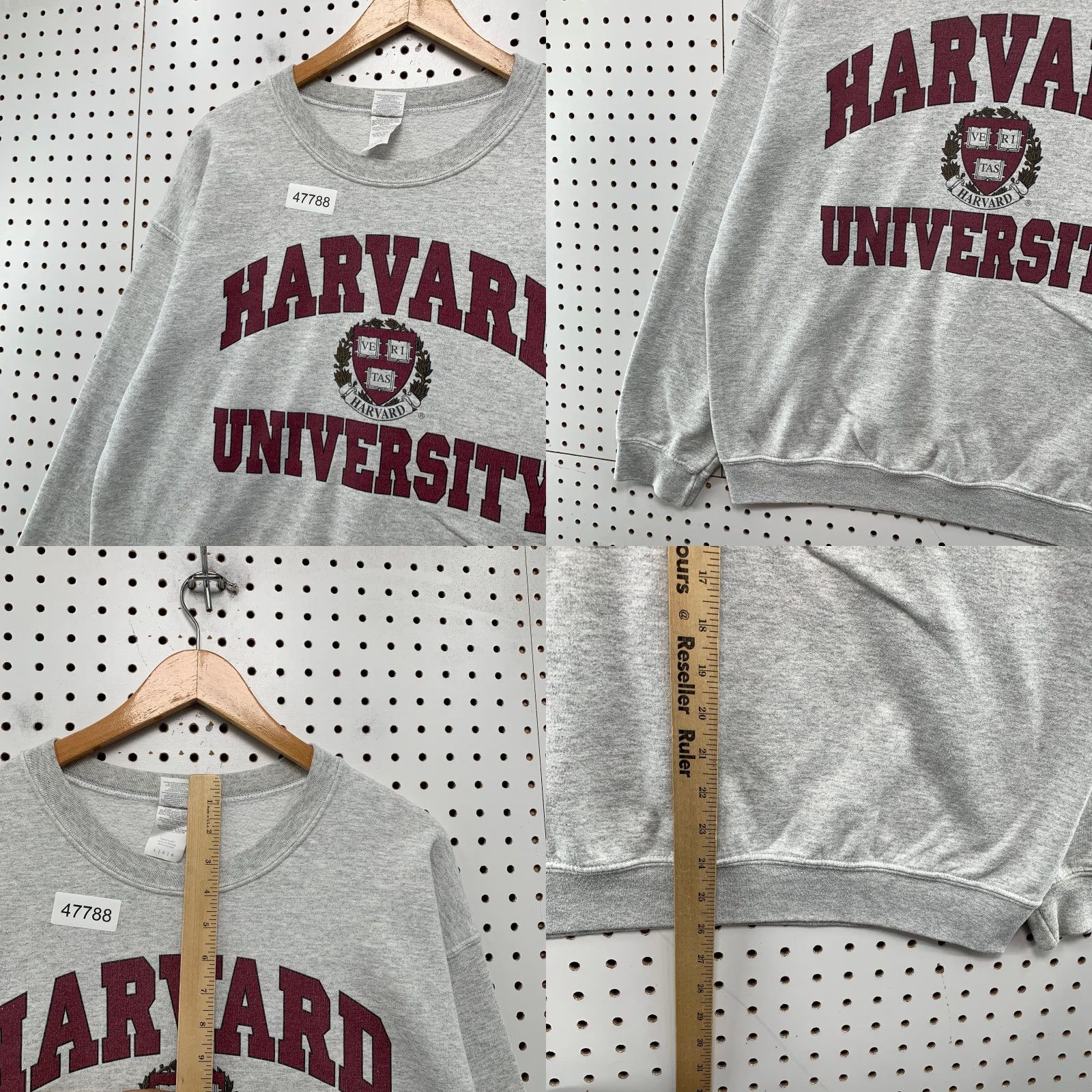 Gildan VINTAGE Harvard University Sweatshirt Mens Large Gray FLeece Crewneck Pullover Size US L / EU 52-54 / 3 - 8 Thumbnail