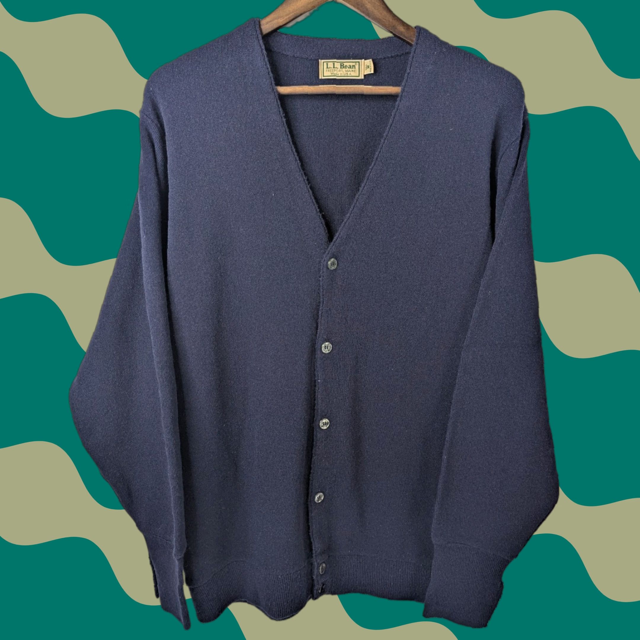 Vintage VINTAGE L.L. Bean Cardigan Navy Knit Sweater Button Mens Medium Tall USA Acrylic Shirt Size US M / EU 48-50 / 2 - 1 Thumbnail