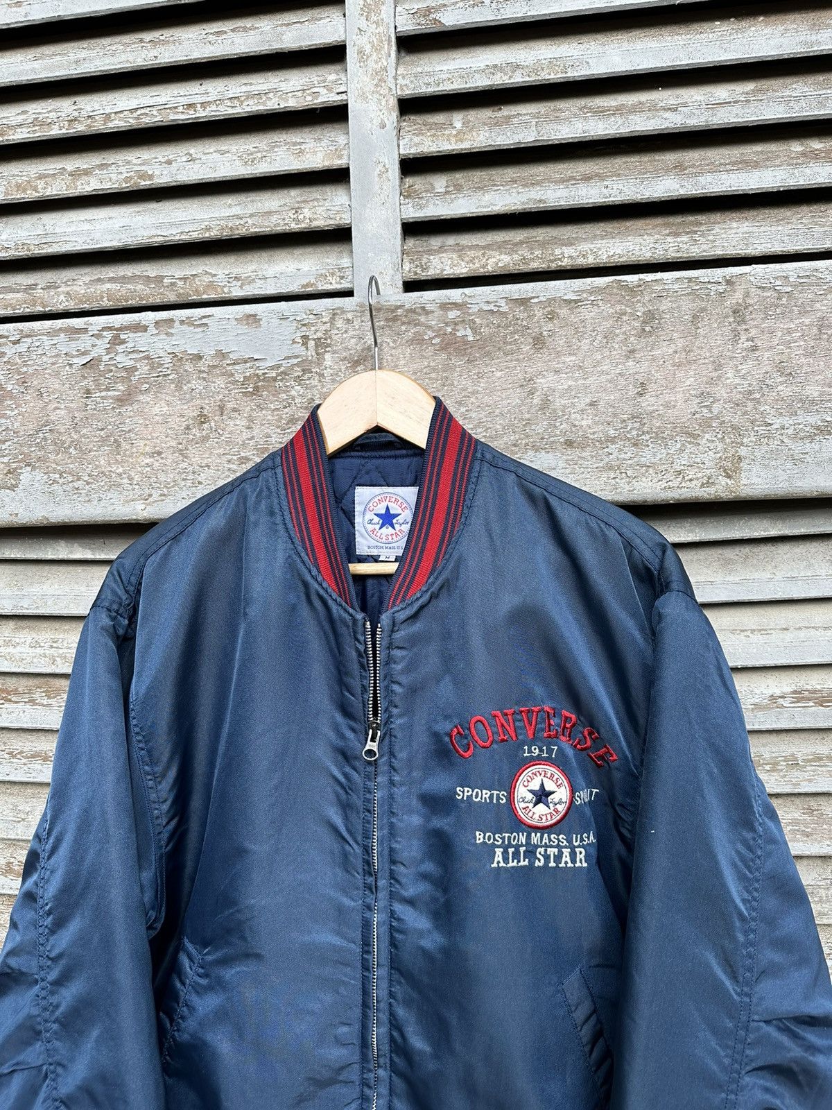 Converse 👹Vintage Converse Boston Mass Embroidery Logo Bomber Jacket Size US M / EU 48-50 / 2 - 9 Thumbnail