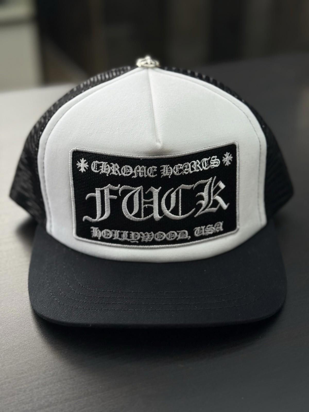 Chrome Hearts Chrome Hearts Black Patch Trucker Hollywood White Hat Size ONE SIZE - 6 Thumbnail