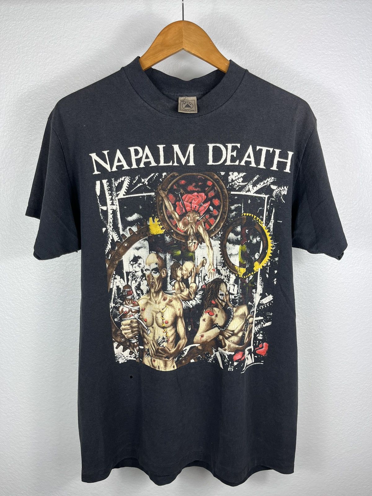 image of Band Tees x Vintage 1992 Napalm Death Campaign Musical Destruction Stitch Shirt in Black (Size XL)