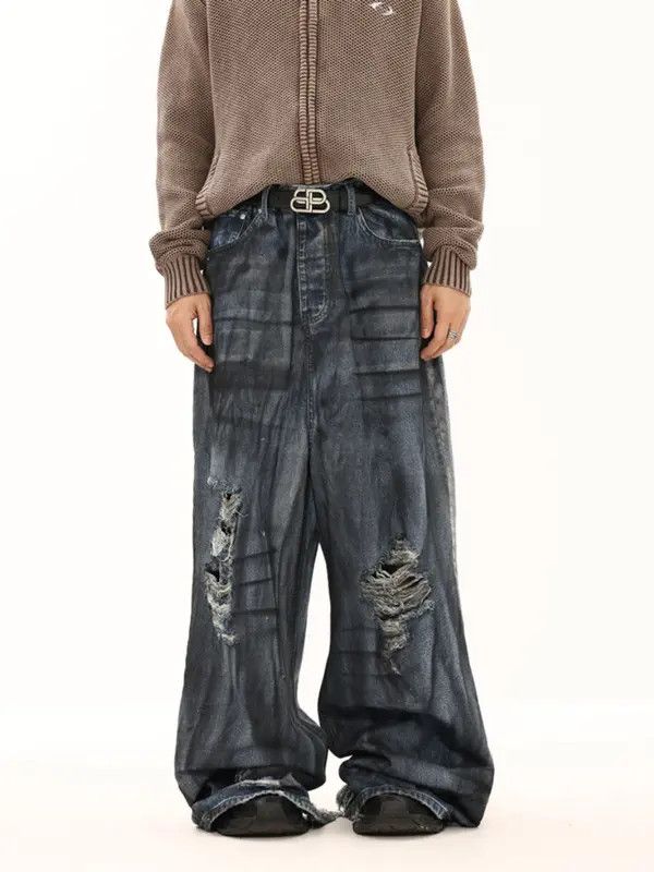 VIBE Baggy Distressed Denim Jeans Size US 30 / EU 46 - 4 Thumbnail