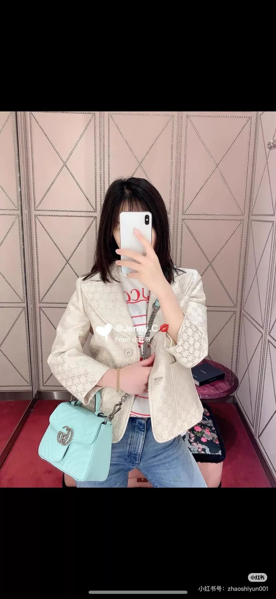 Gucci Gucci Silver/White Full GG Logo Blazer Size S / US 4 / IT 40 - 8 Thumbnail