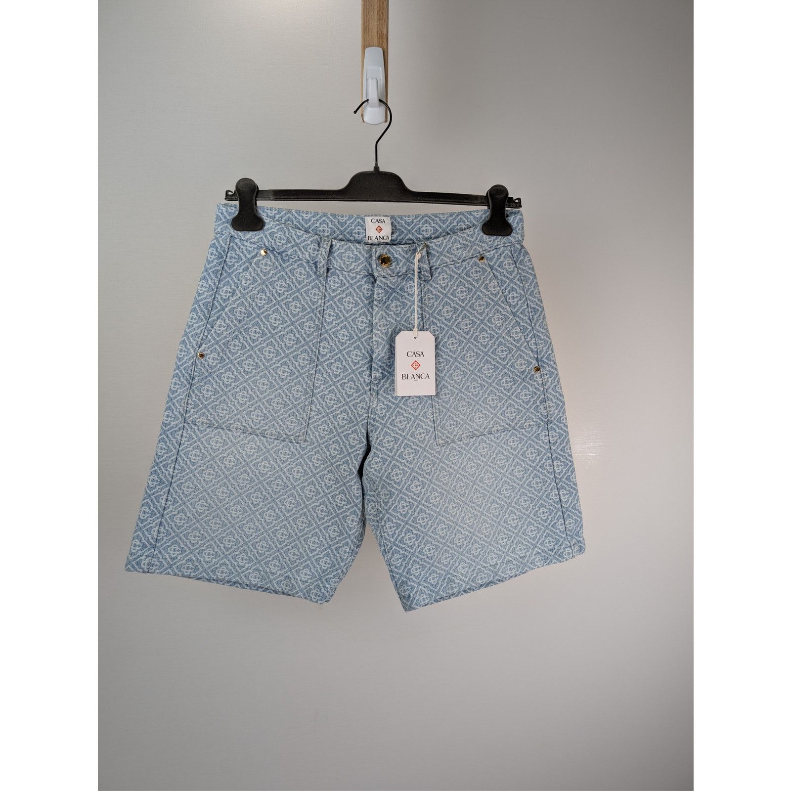 Casablanca o1rshd1 Denim Relaxed Monogram Denim Shorts in Washed Blue Size US 32 / EU 48 - 1 Thumbnail