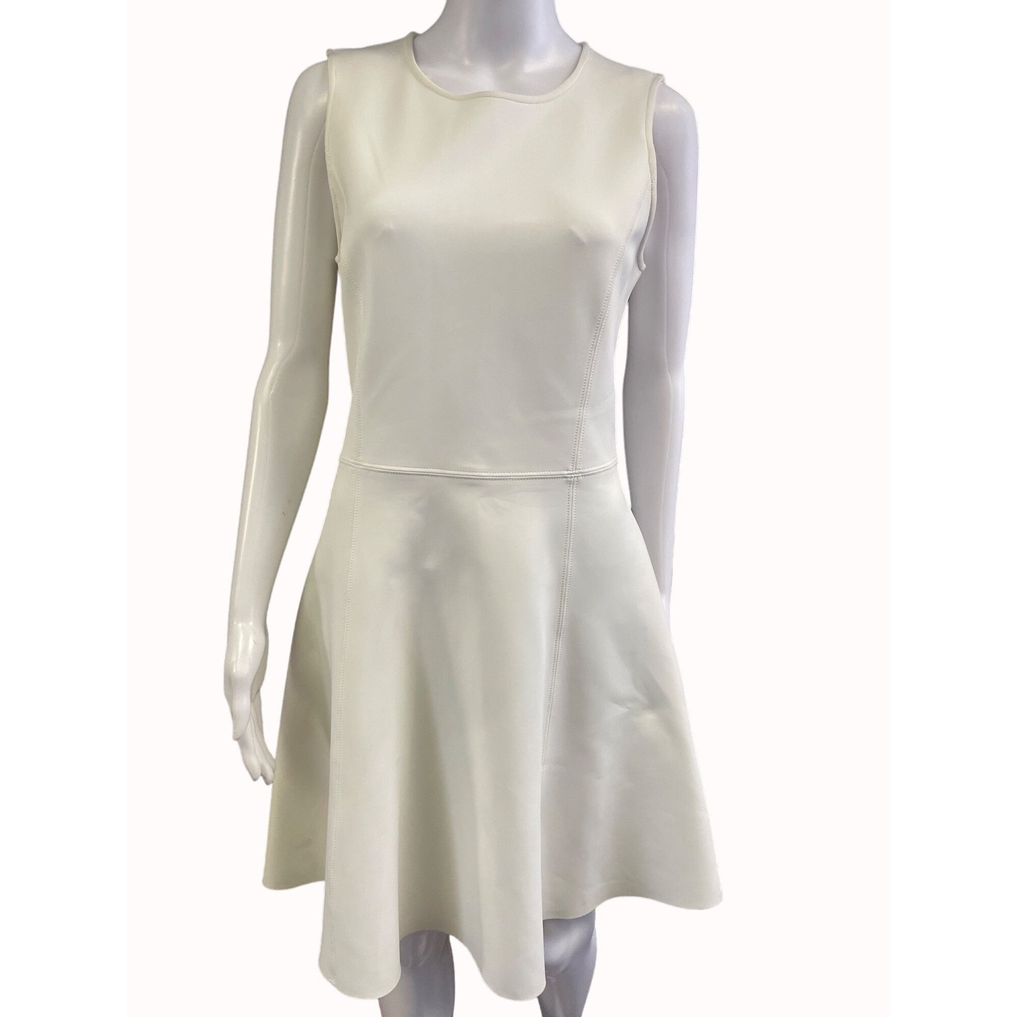 Theory Theory Women's White Sleeveless Dress Fit & Flare Mini Size Size L / US 10 / IT 46 - 1 Thumbnail