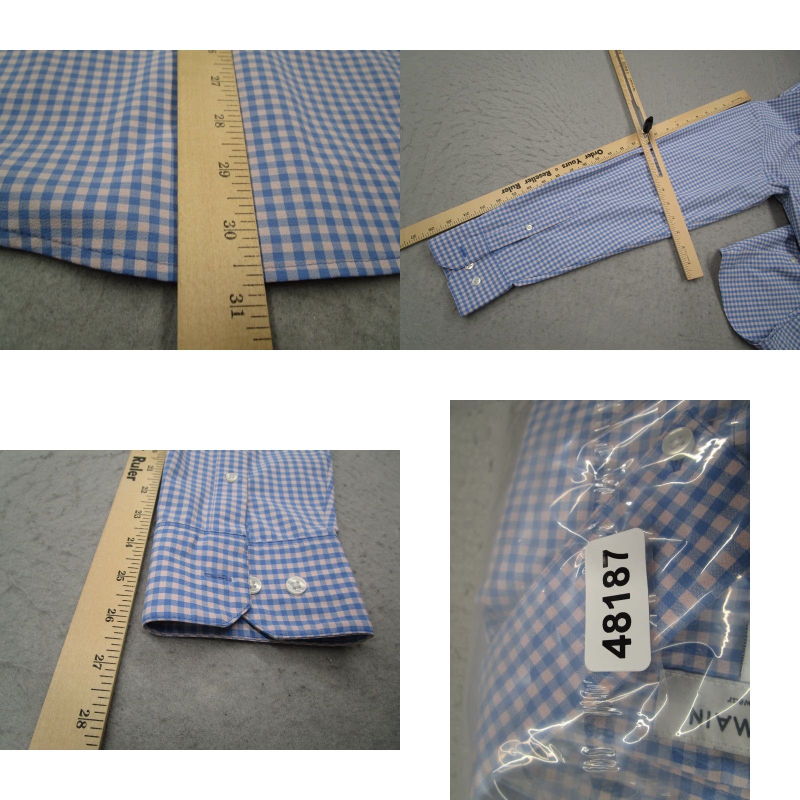 Mizzen+Main Mizzen+Main Shirt Mens Large Blue Check Button-Up Performance Stretch Slim Size US L / EU 52-54 / 3 - 8 Thumbnail
