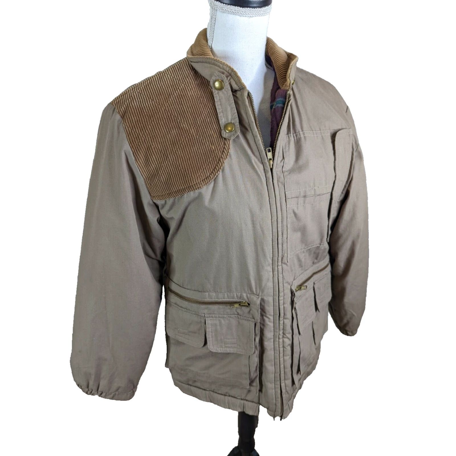 Vintage VINTAGE Mercer Street Express Bomber Jacket Coat Corduroy Trim Beige Women's M Parka Size M / US 6-8 / IT 42-44 - 4 Thumbnail