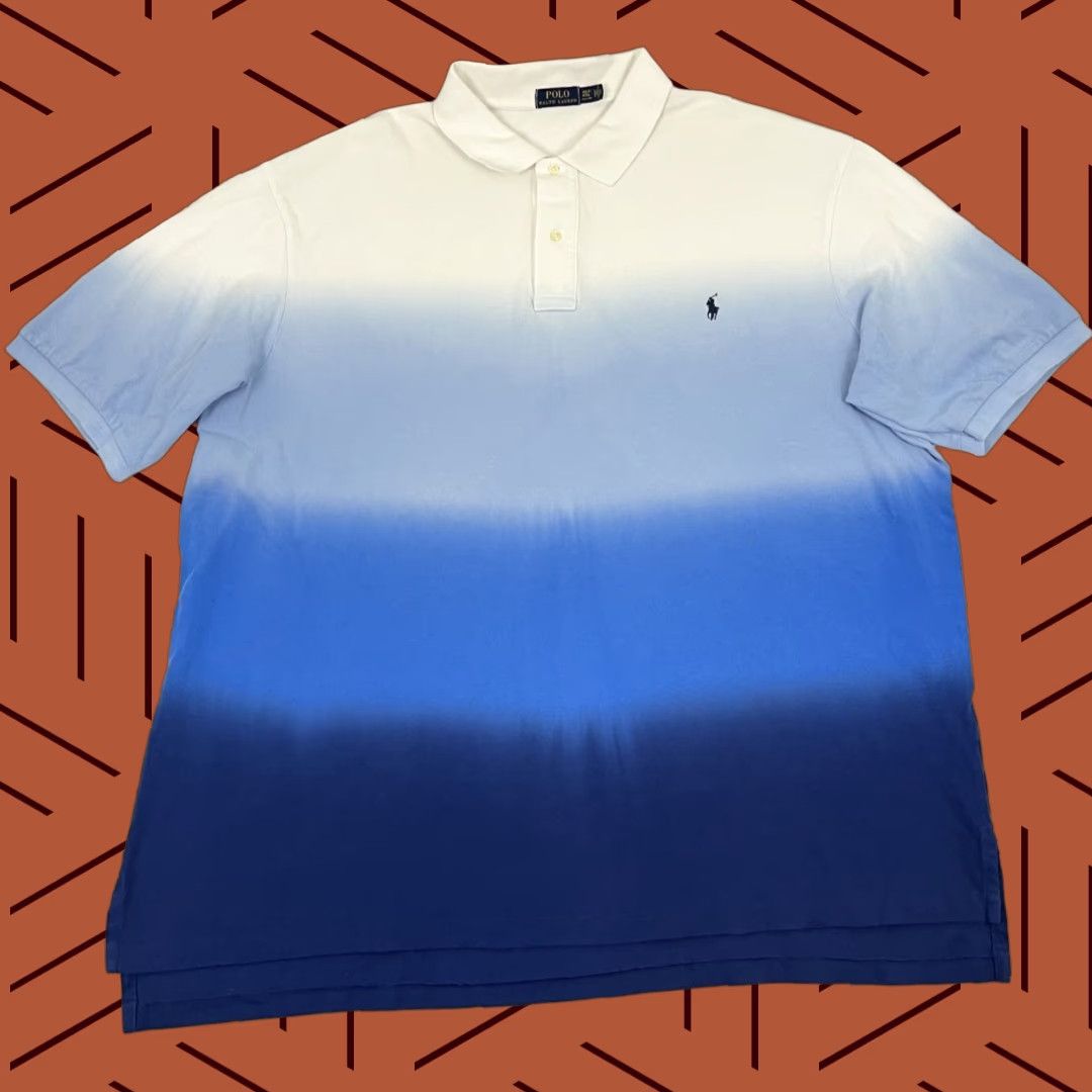 Polo Ralph Lauren VINTAGE Polo Ralph Lauren Polo Shirt Mens 4XLT Blue Ombre Dip Dyed Preppy Pony Golf Size US XXL / EU 58 / 5 - 1 Thumbnail