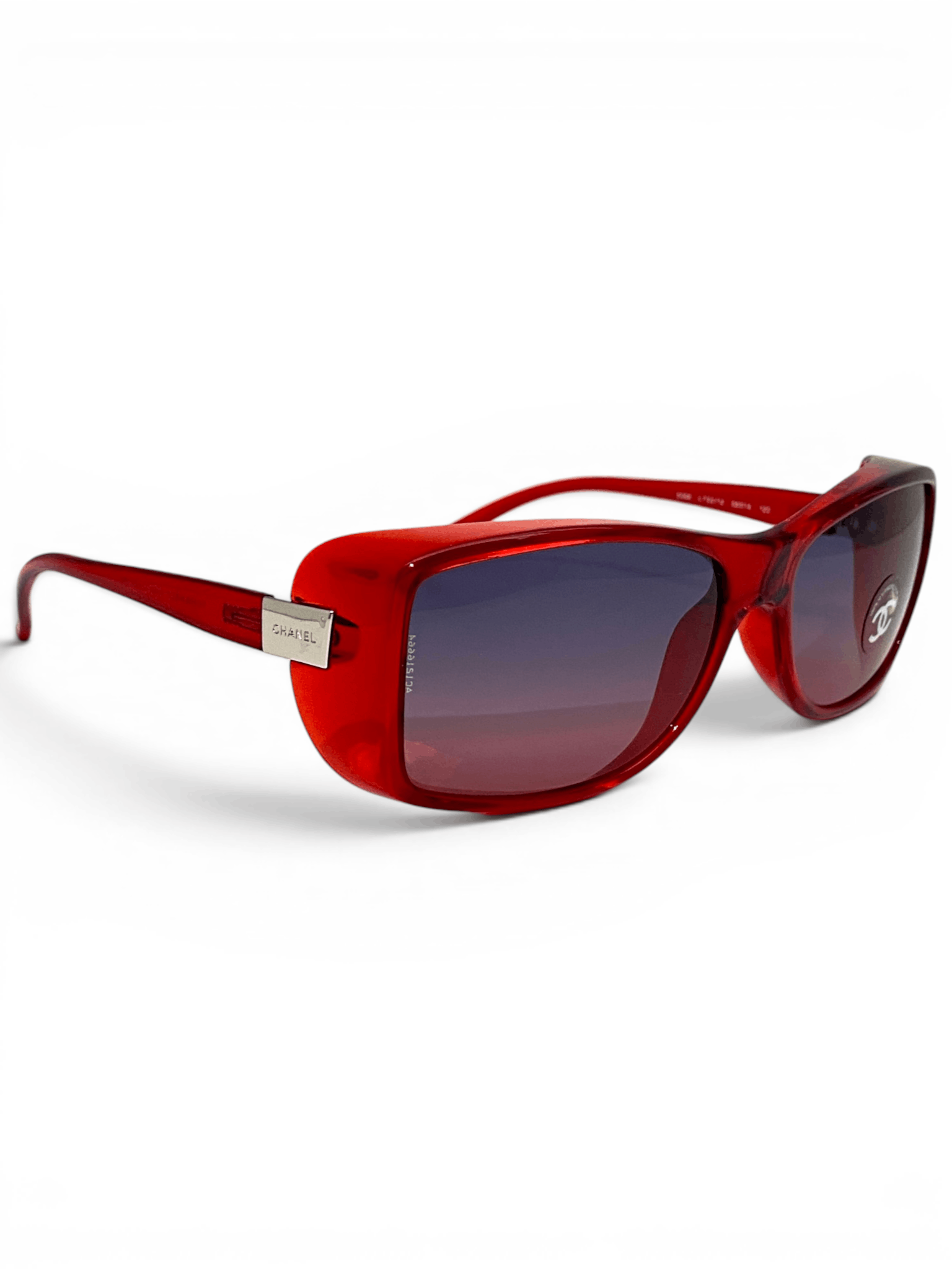 Chanel Chanel CC Logo Shield Oversized Vintage Red Sunglasses Y2K Size ONE SIZE - 3 Thumbnail