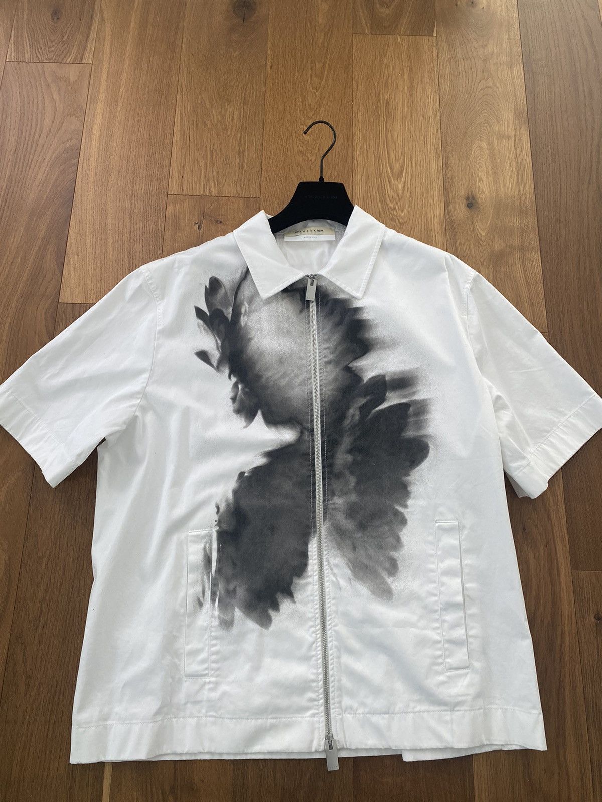 Pre-owned Alyx 1017  Paint Splatter Zip Shirt In White