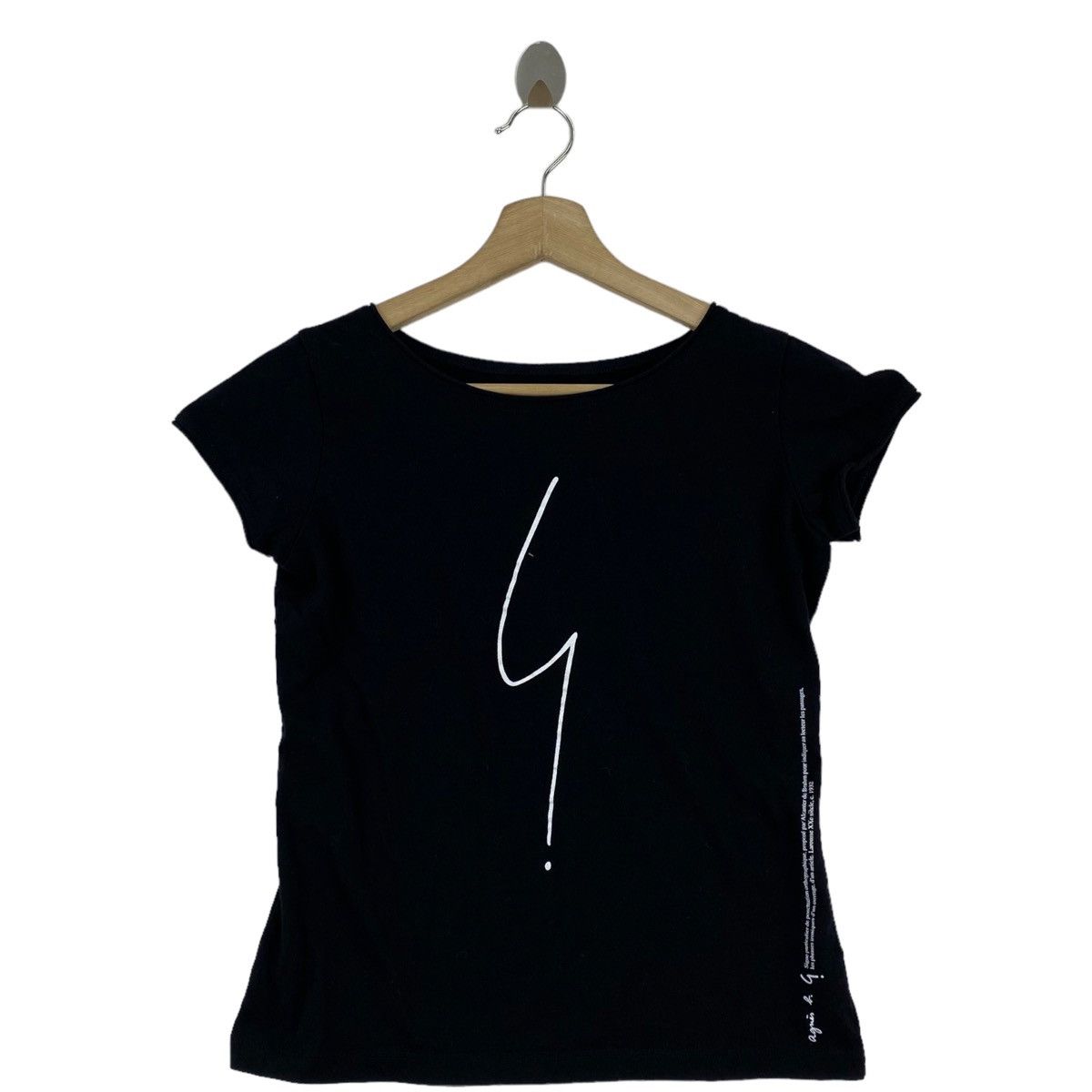 agnes b. AGNES B. PARIS France Brand Logo Print Black Short Sleeve Size XXS / US 00 / IT 34 - 1 Thumbnail