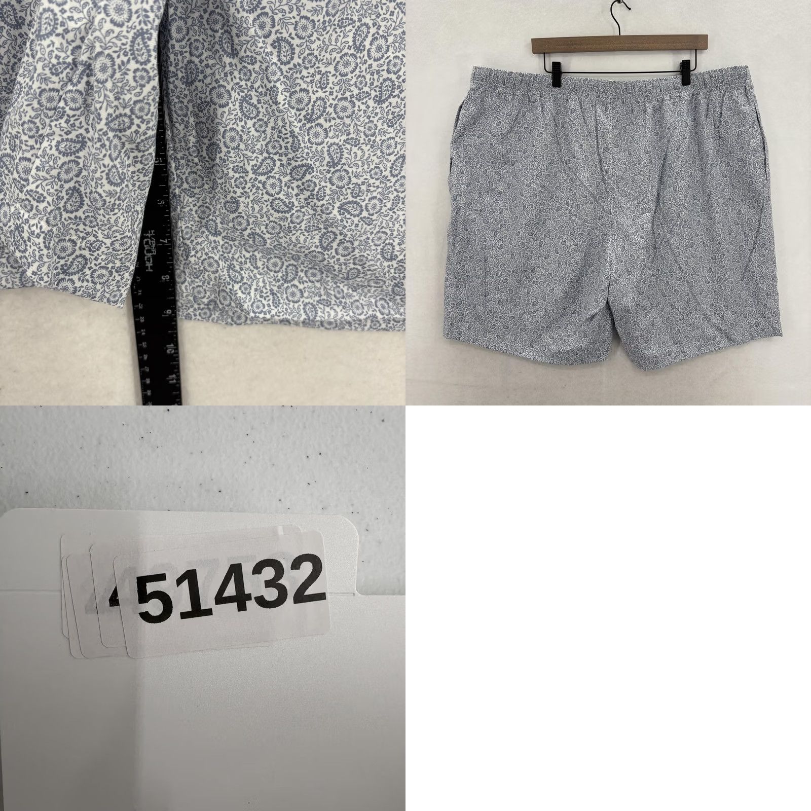 Hart Schaffner Marx Hart Schaffner Marx Sleep Shorts Mens Big 3X Blue Floral Cotton Loungewear Print Size US 39 - 8 Thumbnail