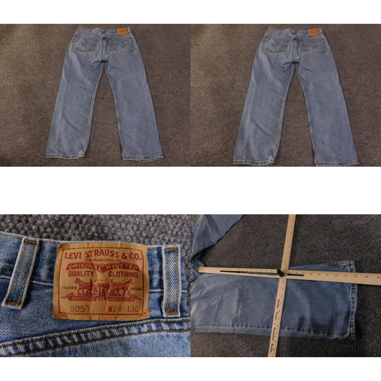 Levi's Levi's 505 Jeans Mens 38x30 Blue Regular Fit Denim Straight Leg Pants Size US 38 / EU 54 - 8 Thumbnail
