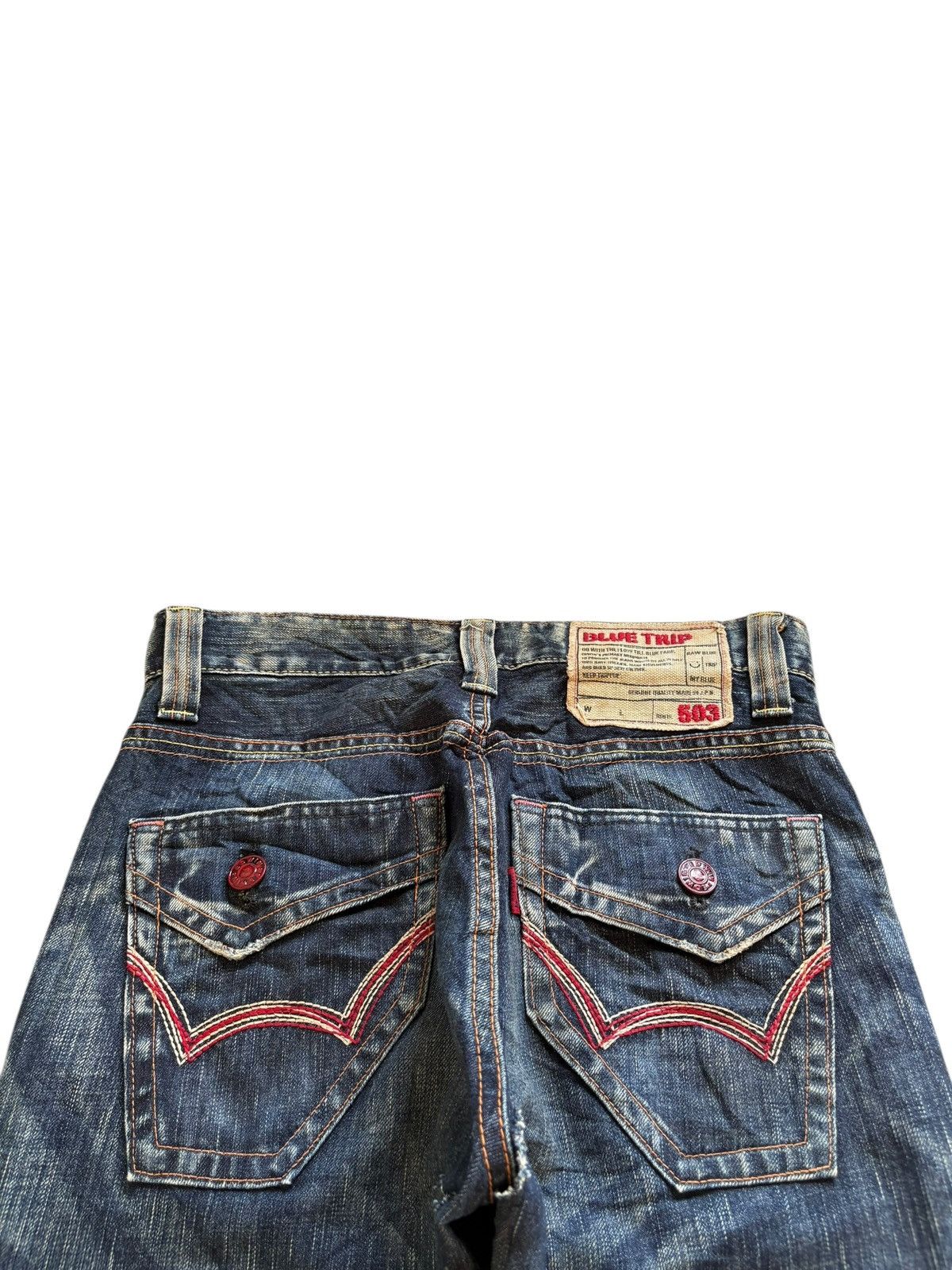 Edwin Vintage Edwin Blue Trip Mud Wash Distress Flare Jeans Size US 30 / EU 46 - 8 Thumbnail