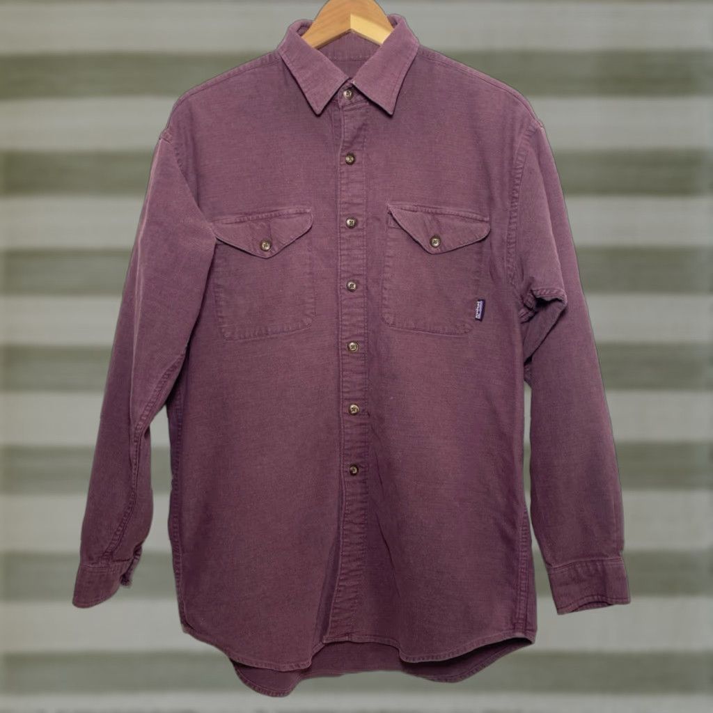Patagonia Patagonia Men’s Vintage Button-Up Shirt Burgundy 90s Cotton Blend Flannel M Long Sleeve Collared Utility Pockets Outdoor Casual Mens Size US M / EU 48-50 / 2 - 1 Thumbnail