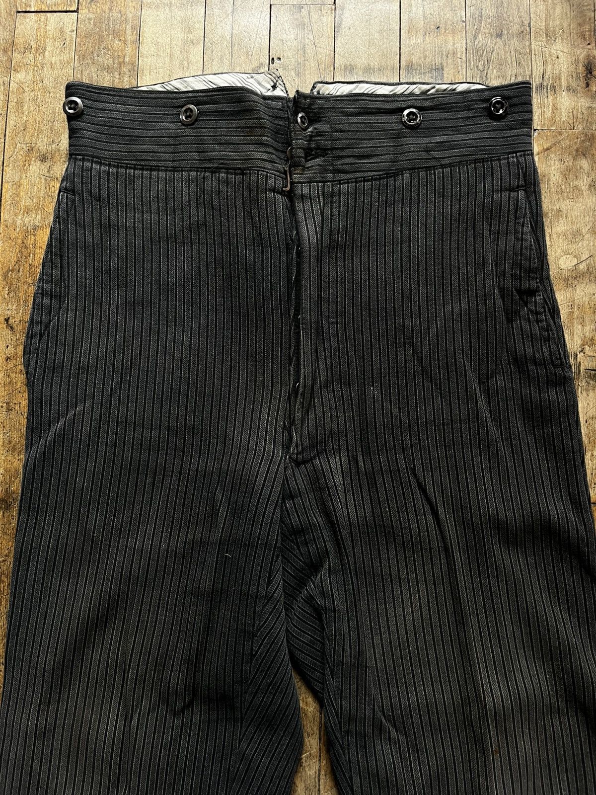 Vintage 1940s buckleback salt and pepper french work pants Size US 30 / EU 46 - 2 Thumbnail