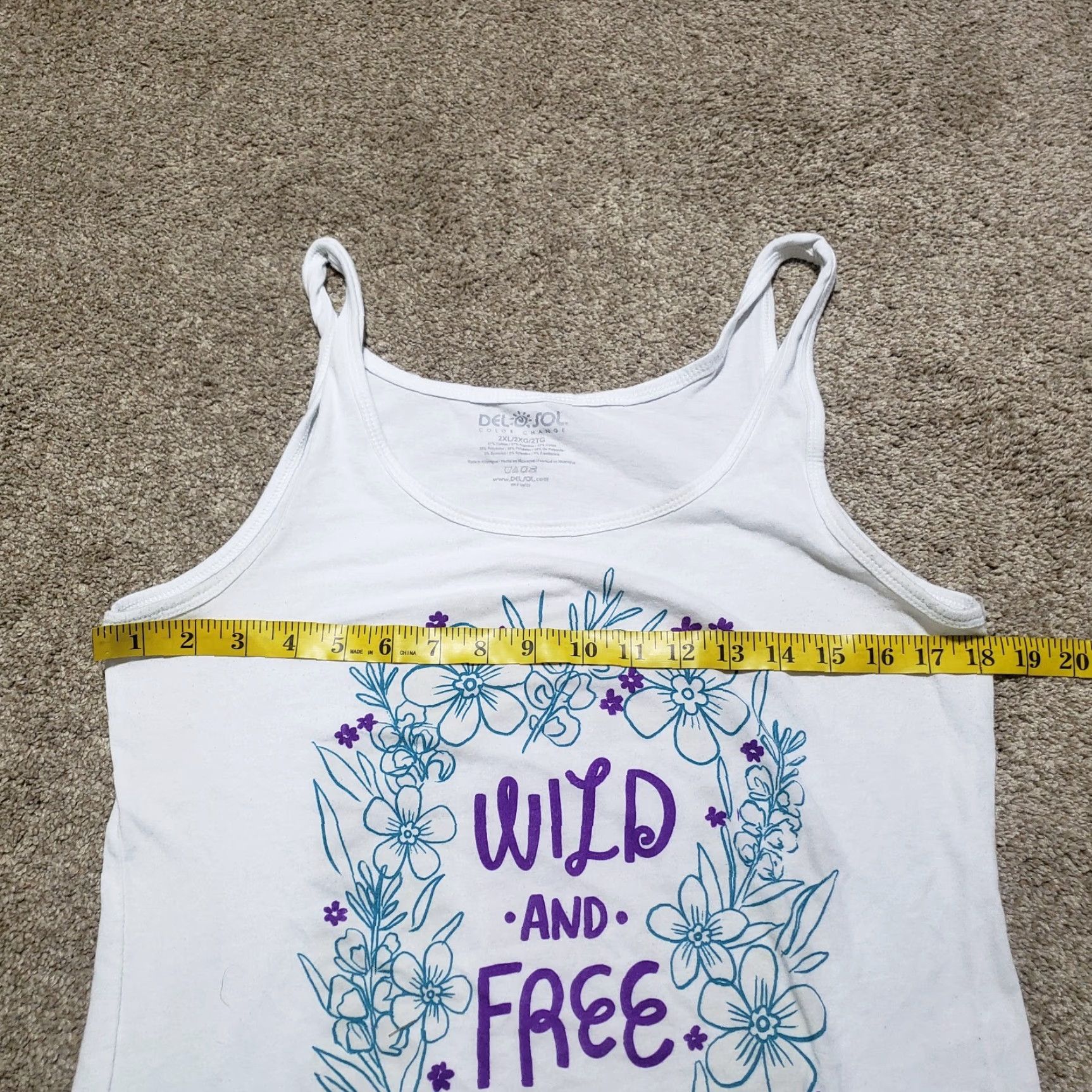 Vintage Wild & Free White Floral Flowers Spaghetti Strap Shirt Top Women's 2XL XXL Size XXL / US 16-18 / IT 52-54 - 5 Thumbnail