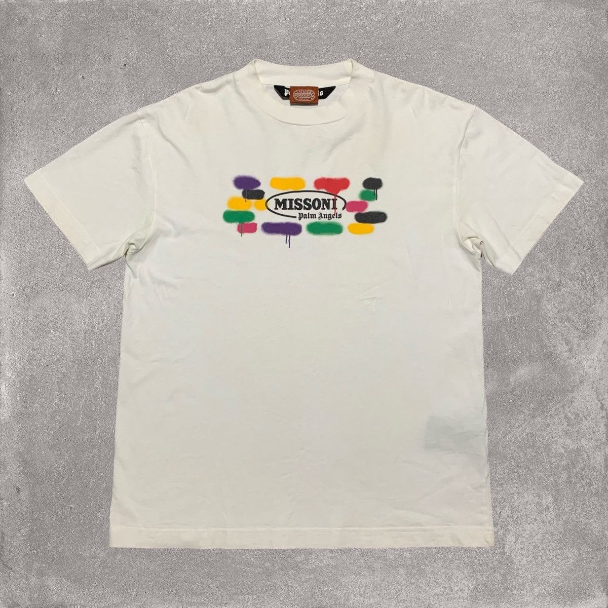 Palm Angels Palm Angels Large Missoni Spray Paint White Tee Size US L / EU 52-54 / 3 - 1 Thumbnail