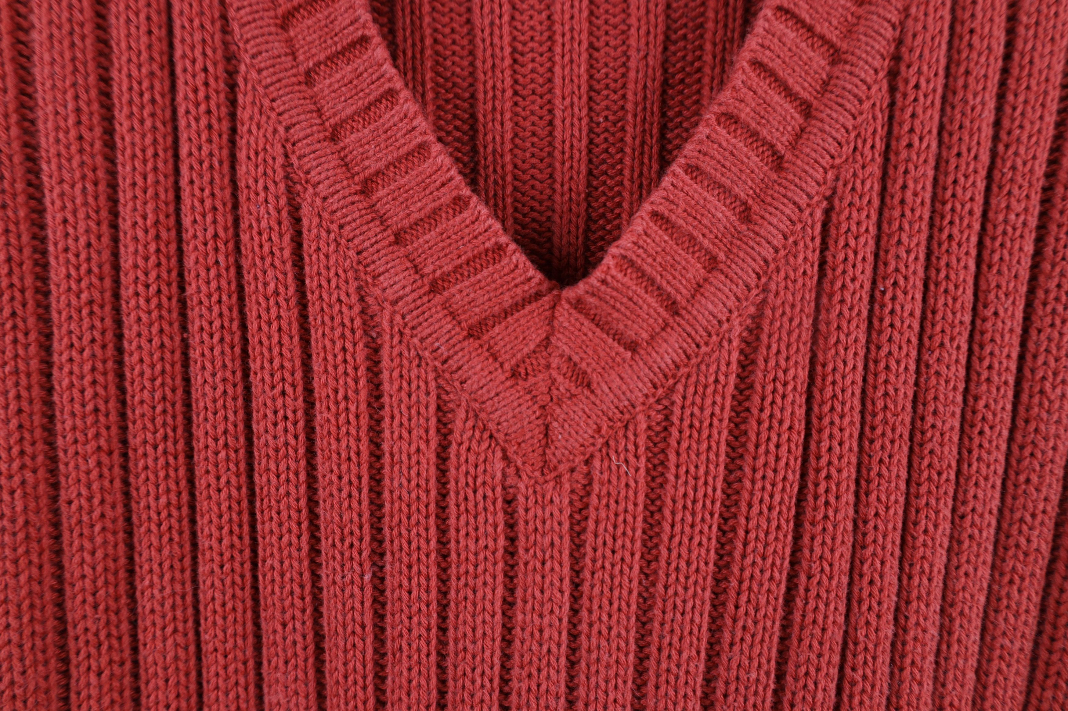 Vintage Vintage 90s Streetwear Cotton Ribbed Knit Sweater Orange Size US XL / EU 56 / 4 - 4 Thumbnail