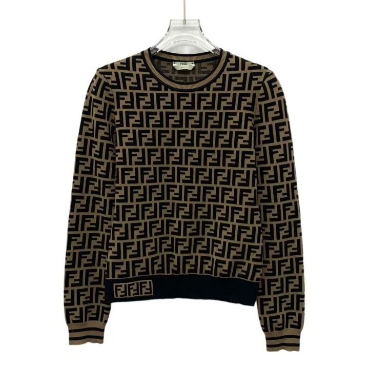 Fendi Fendi Logo All-over Print Crewneck Knit Sweater Size S / US 4 / IT 40 - 1 Thumbnail